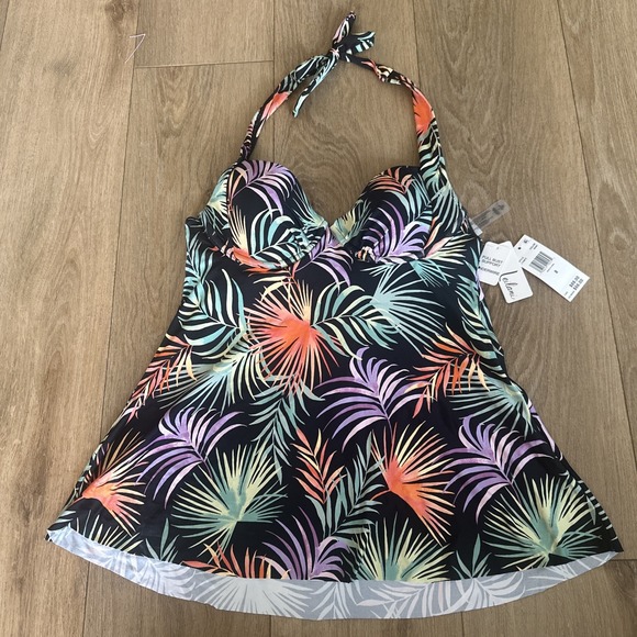 Leilani Other - Leilani Palm Breeze Maui Tankini Swim Top Tropical Full Support Underwire Size 8